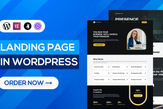 develop landing page design with wordpress using elementor, breakdance