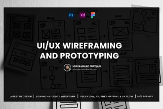 design UI UX prototype wireframes using figma or adobe xd