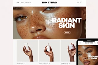 design skin care website, beauty website, cosmetic shopify store spa website