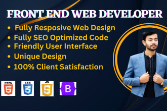 front end web developer website development in HTML, CSS, javascript, bootstrap