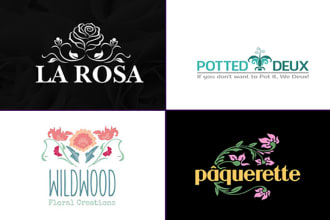 make hand drawn botanical boho floral feminine logo design