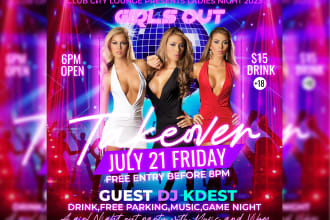 design exceptional party, nightclub, or event flyer in 3 hrs