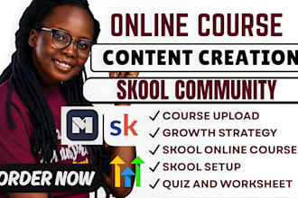 create online course content, course creation, course upload on skool community