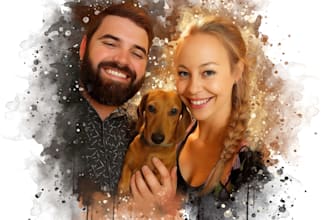 draw any pet to water color portrait