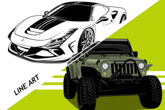 draw car, motorcycle, any vehicle vector cartoon