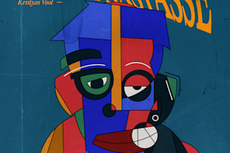 draw cubism, surrealism and abstract styles for album cover and portrait