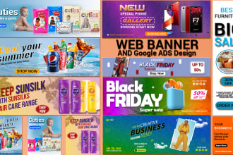 design a professional web banner, google ads, header, advertisement, covers