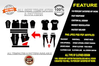 create t shirt, hoodies all size templates patterns