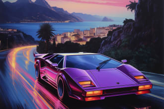 create album art in synthwave style using ai