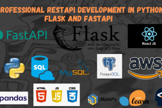 develop restapi web app in django, flask and fastapi python