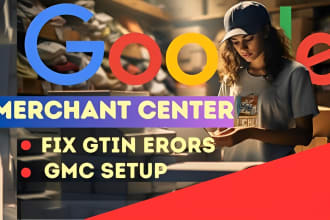 fix gtin errors, barcode, setup gmc and shopping ads
