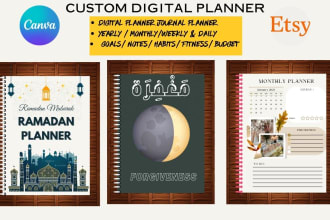 design digital hyperlinked planner journal for etsy