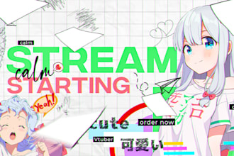 design anime stream overlay for twitch youtube