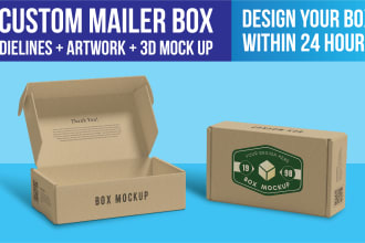 design premium mailer box and realistic 3d mockup