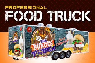 design professional truck wrap, food truck wrap trailer wrap, truck wrap