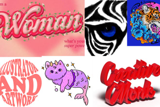 do 3d word art, illustration, warp text in custom shape