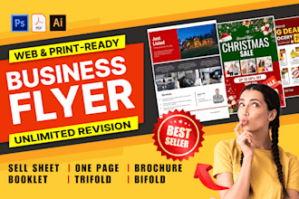 design business flyer, sell sheet, sales flyer, and professional brochure