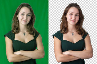 do professionally green screen background remove, cut out and hair masking