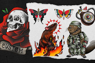create custom old school tattoo style or traditional design