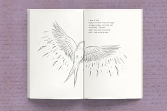 illustrate minimal line art for your poetry book
