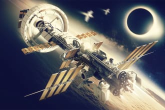 do sci fi illustration like character, spaceship