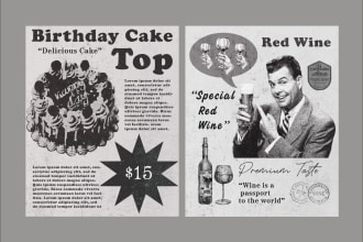 create an aesthetic vintage retro ads advertisement poster or flyer