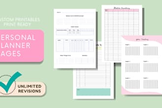 design customized printable planner or activity pages for education of fun
