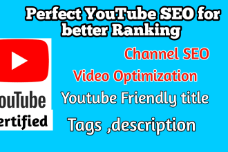 write SEO title, description and tags for youtube channel