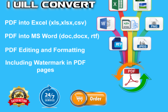 convert PDF to excel or word or any other format