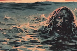 create a 70s 80s horror illustration using ai