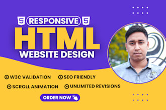 design a stunning HTML landing page or HTML static website