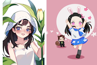 draw half body anime within a minimum of 24 hours