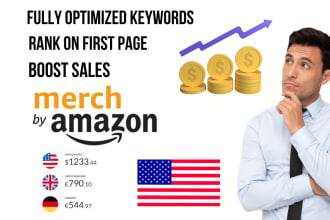 write merch by amazon listing with low competition keywords