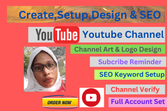 create, SEO and setup youtube channel with logo, art design