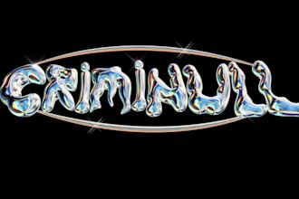 do a realistic 3d chrome shiny effect logo metallic