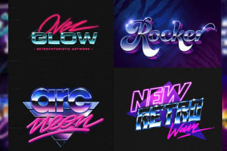 design 80s futuristic synthwave retro vintage logo with neon