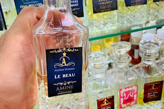 do unique perfume label and packaging design