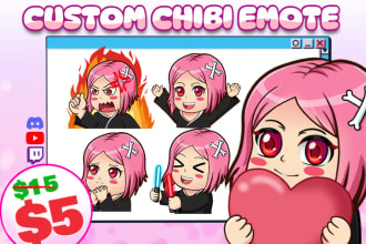 make cutest chibi emotes, badges for vtuber, twitch, youtube, discord