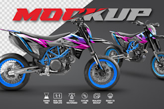 make graphics, print layouts and motorcycle mockups