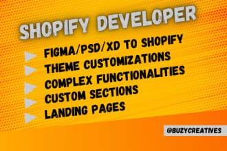 do shopify website development, designing, customization, and bug fixing
