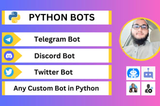 write telegram bot, discord bot or twitter bot in python