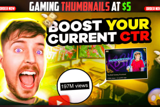 design eye catchy youtube gaming thumbnail in 5 hours