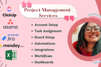 set up monday, asana, clickup, jira atlassian, etc