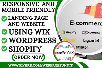 build responsive website landing page sales funnel via CRM wix wordpress shopify