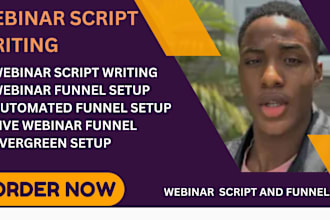 webinar script writing and funnel setup