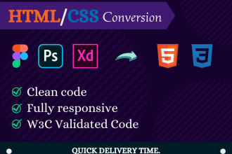convert psd figma to website design html css bootstrap responsive