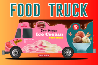 do stunning truck wrap, truck wrap, food trailer, amazing food truck wrap design