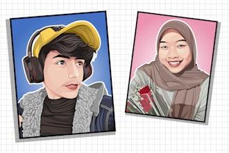 turn your single, couple, family photo into a vector portrait