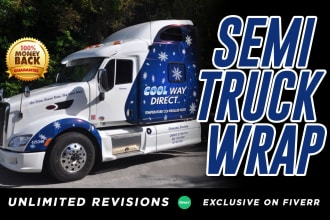 create professional box truck, long trailer, box trailer, semi truck wrap design