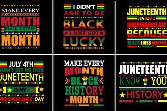 make typography black history and juneteenth t shirt design